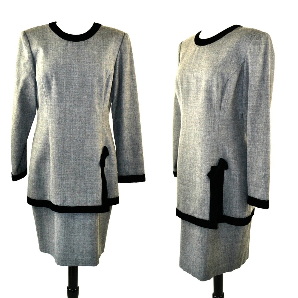 1980s Gray Dress Suit Saks Fifth Avenue